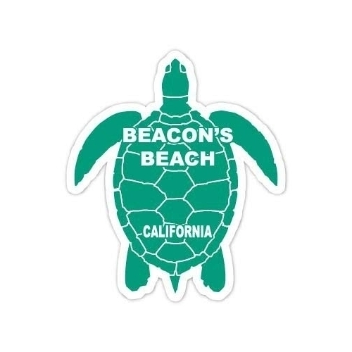 Beacon's Beach California Souvenir 4 Inch Green Turtle Shape Decal Sticker