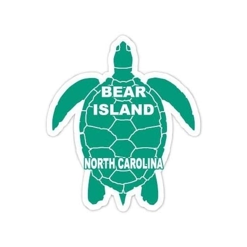Bear Island North Carolina Souvenir 4 Inch Green Turtle Shape Decal Sticker
