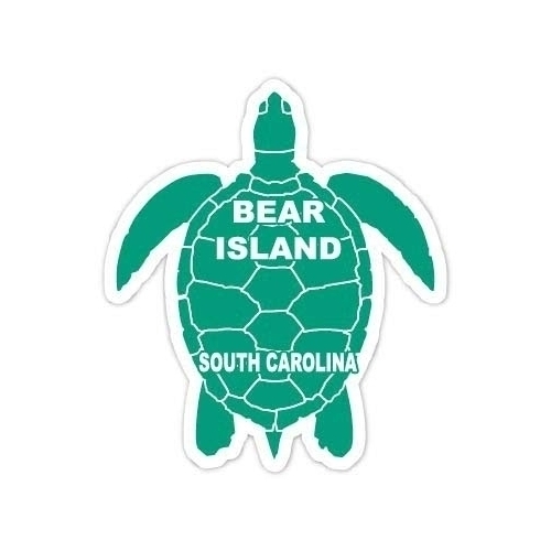 Bear Island South Carolina Souvenir 4 Inch Green Turtle Shape Decal Sticker
