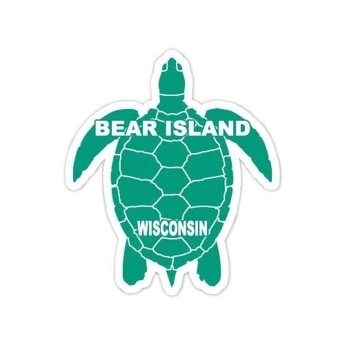 Bear Island Wisconsin Souvenir 4 Inch Green Turtle Shape Decal Sticker