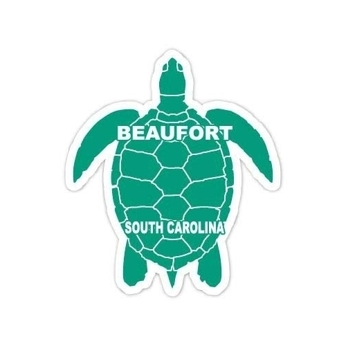 Beaufort South Carolina Souvenir 4 Inch Green Turtle Shape Decal Sticker
