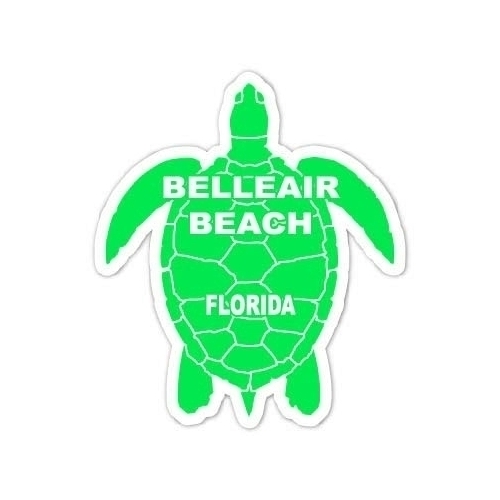 Belleair Beach Florida Souvenir 4 Inch Green Turtle Shape Decal Sticker
