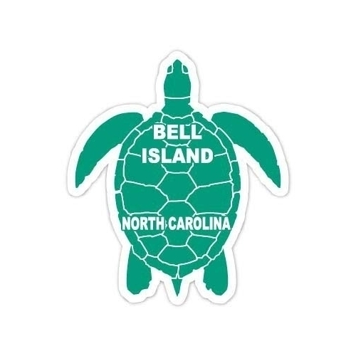 Bell Island North Carolina 4 Inch Green Turtle Shape Decal Sticker