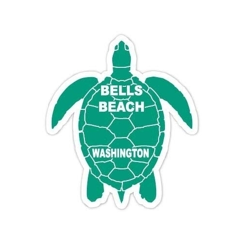 Bells Beach Washington 4 Inch Green Turtle Shape Decal Sticker