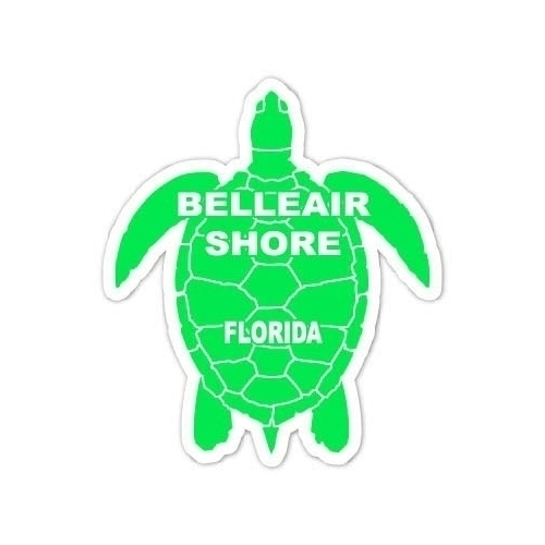 Belleair Shore Florida Souvenir 4 Inch Green Turtle Shape Decal Sticker