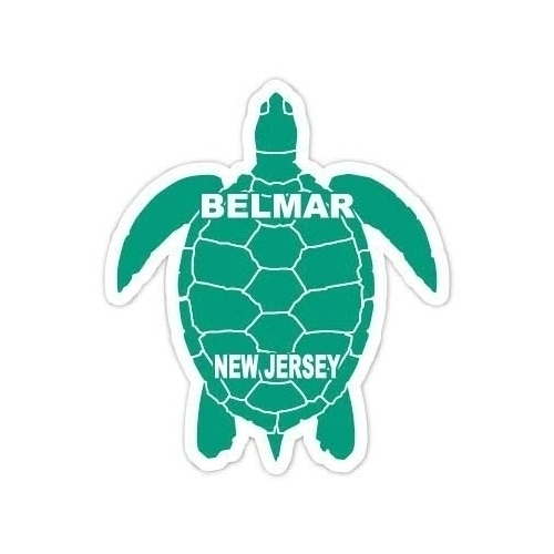 Belmar New Jersey Souvenir 4 Inch Green Turtle Shape Decal Sticker