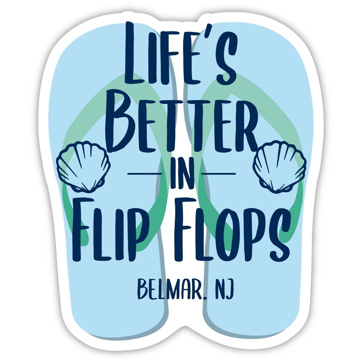 Belmar New Jersey Souvenir 4 Inch Vinyl Decal Sticker Flip Flop Design