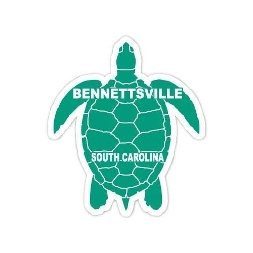 Bennettsville South Carolina Souvenir 4 Inch Green Turtle Shape Decal Sticker