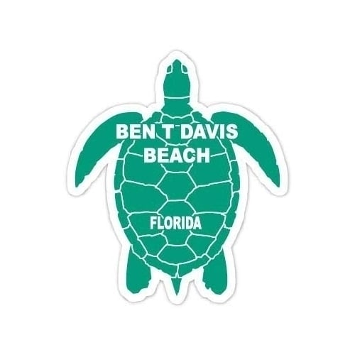 Ben T Davis Beach Florida 4 Inch Green Turtle Shape Decal Sticker