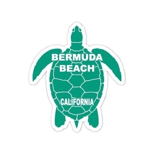 Bermuda Beach California Souvenir 4 Inch Green Turtle Shape Decal Sticker