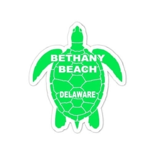 Bethany Beach Delaware Souvenir 4 Inch Green Turtle Shape Decal Sticker