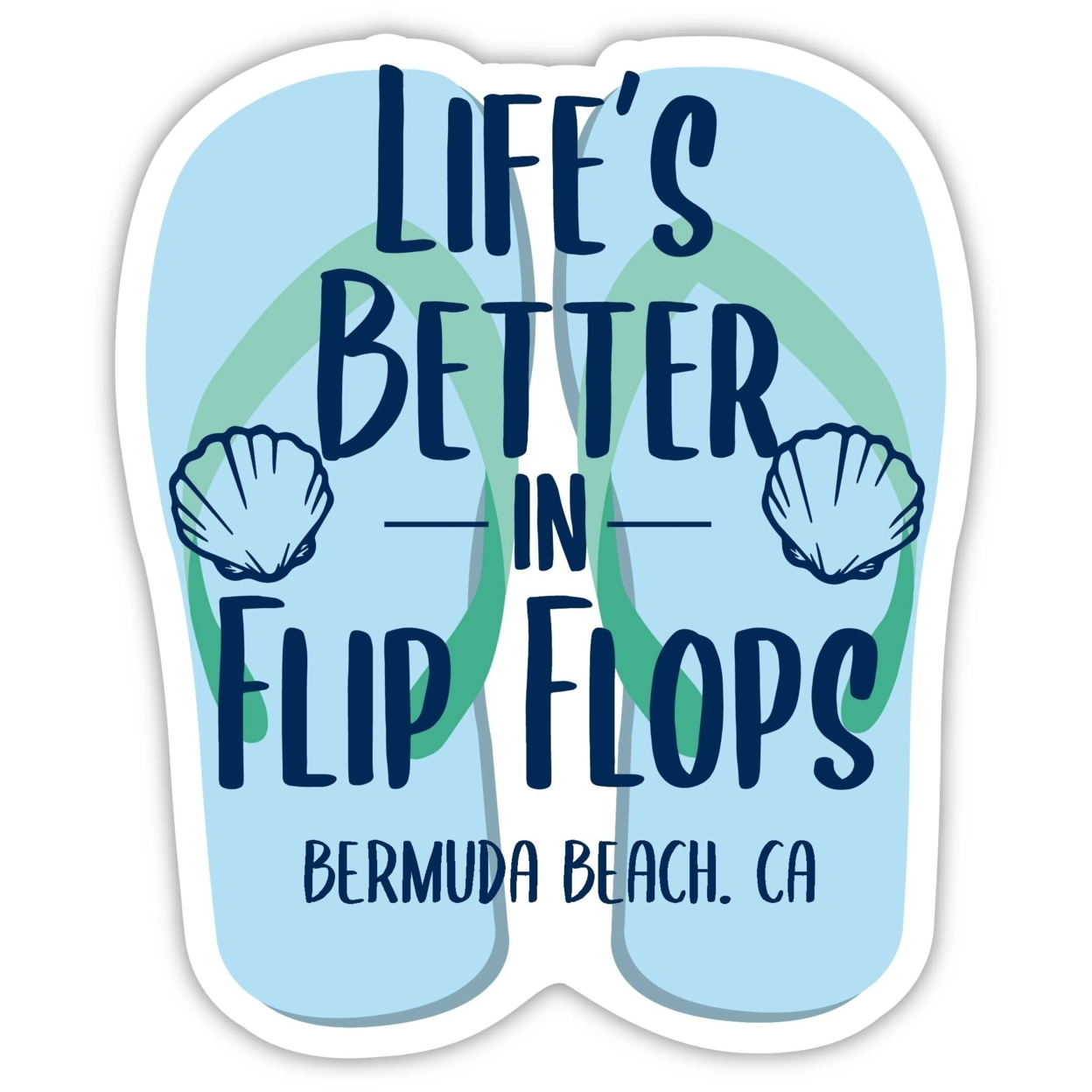 Bermuda Beach California Souvenir 4 Inch Vinyl Decal Sticker Flip Flop Design