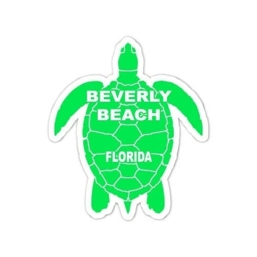 Beverly Beach Florida Souvenir 4 Inch Green Turtle Shape Decal Sticker