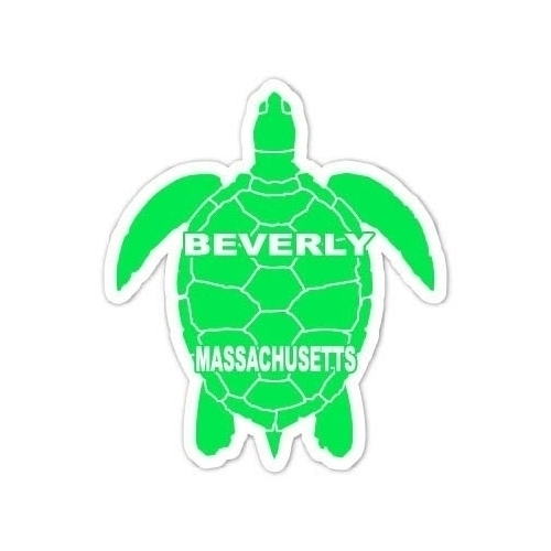 Beverly Massachusetts 4 Inch Green Turtle Shape Decal Sticker