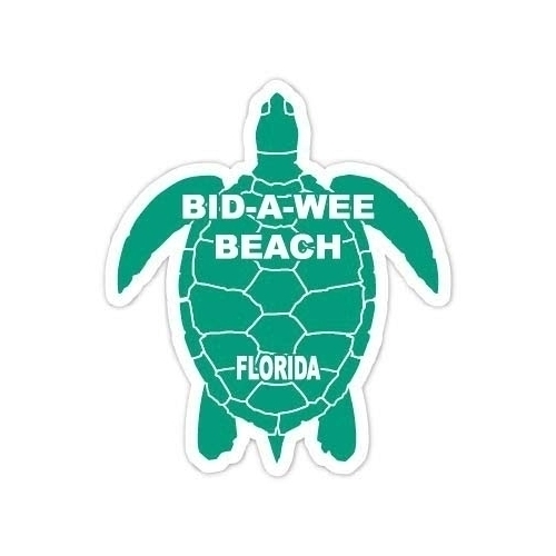 Bid-a-Wee Beach Florida Souvenir 4 Inch Green Turtle Shape Decal Sticker