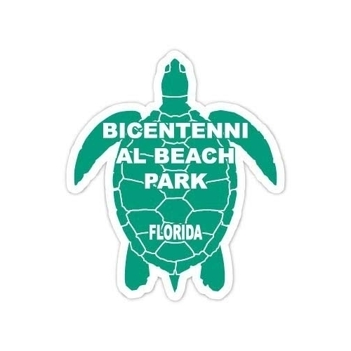 Bicentennial Beach Park Florida Souvenir 4 Inch Green Turtle Shape Decal Sticker