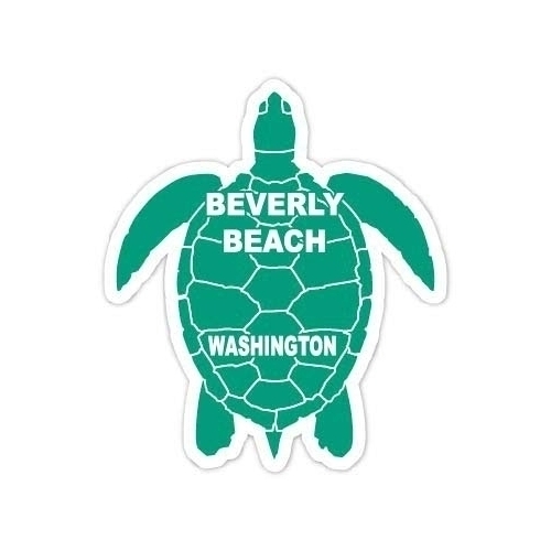 Beverly Beach Washington 4 Inch Green Turtle Shape Decal Sticker