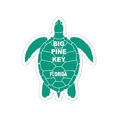 Big Pine Key Florida 4 Inch Green Turtle Shape Decal Sticker