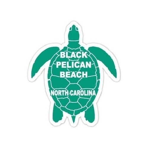 Black Pelican Beach North Carolina 4 Inch Green Turtle Shape Decal Sticker