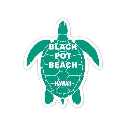 Black Pot Beach Hawaii Souvenir 4 Inch Green Turtle Shape Decal Sticker