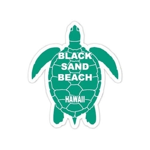 Black Sand Beach Hawaii Souvenir 4 Inch Green Turtle Shape Decal Sticker