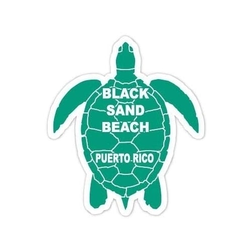Black Sand Beach Puerto Rico 4 Inch Green Turtle Shape Decal Sticker