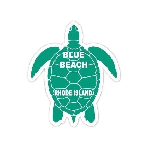 Blue Beach Rhode Island 4 Inch Green Turtle Shape Decal Sticker