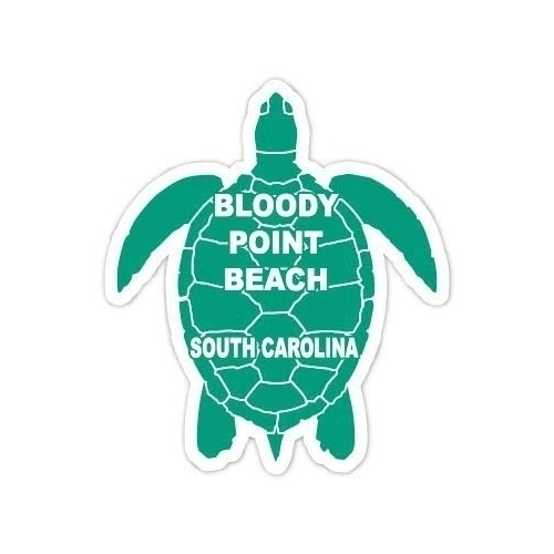 Bloody Point Beach South Carolina 4 Inch Green Turtle Shape Decal Sticker