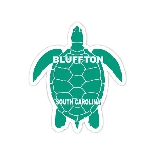 Bluffton South Carolina Souvenir 4 Inch Green Turtle Shape Decal Sticker