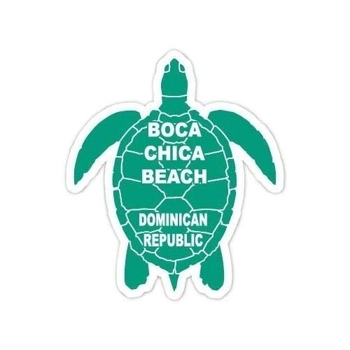 Boca Chica Beach Dominican Republic 4 Inch Green Turtle Shape Decal Sticker