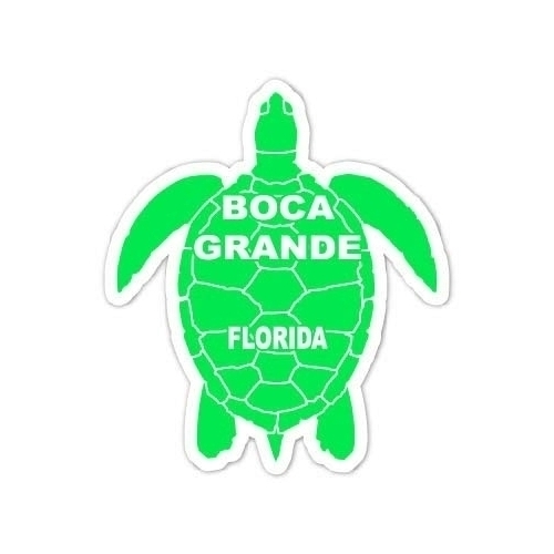 Boca Grande Florida Souvenir 4 Inch Green Turtle Shape Decal Sticker