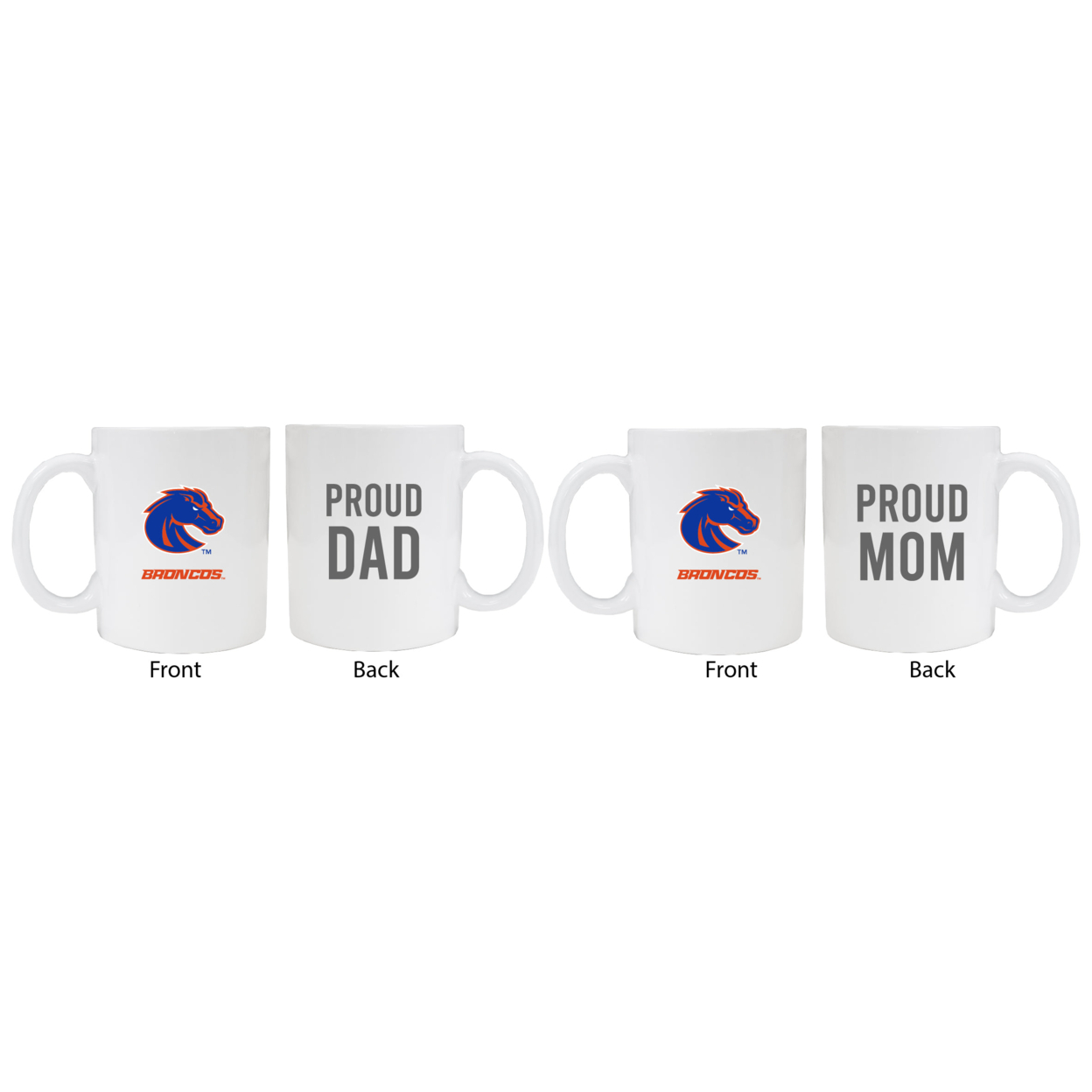 Boise State Broncos Proud Mom And Dad White Ceramic Coffee Mug 2 Pack (White).