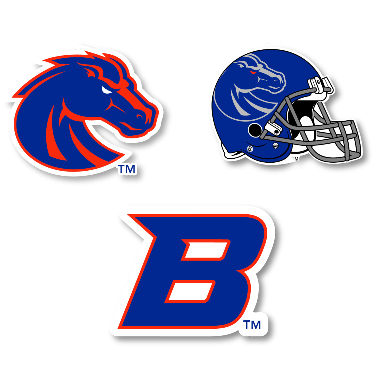 Boise State Broncos Vinyl Decal Sticker 3 Pack 4-Inch Each