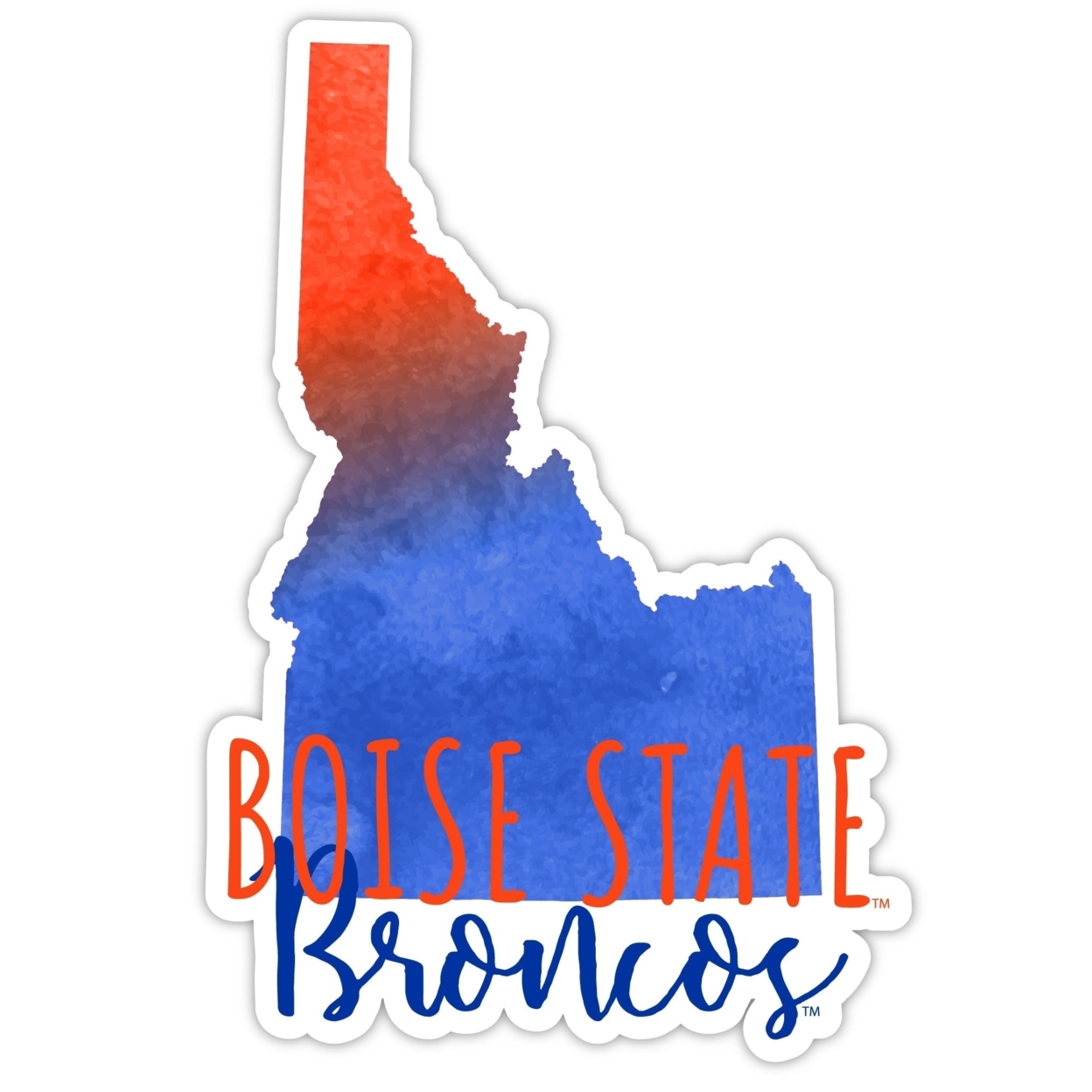 Boise State Broncos Watercolor State Die Cut Decal 4-Inch