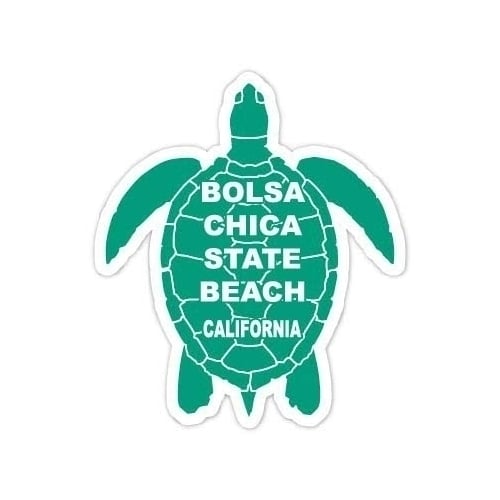 Bolsa Chica State Beach California Souvenir 4 Inch Green Turtle Shape Decal Sticker