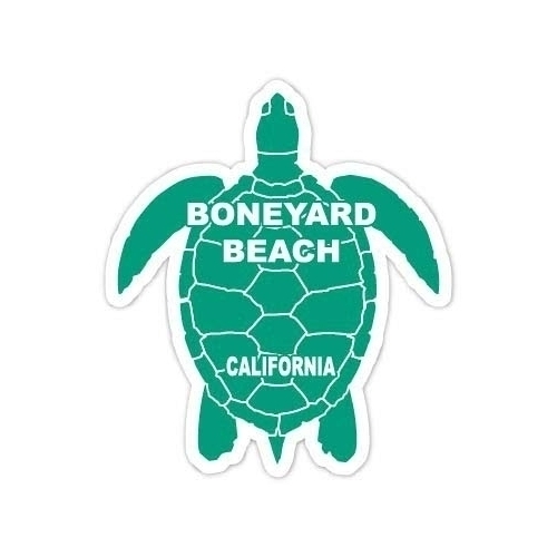 Boneyard Beach California Souvenir 4 Inch Green Turtle Shape Decal Sticker
