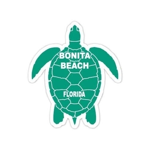 Bonita Beach Florida 4 Inch Green Turtle Shape Decal Sticker