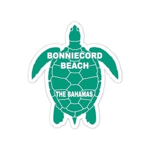 Bonniecord Beach The Bahamas 4 Inch Green Turtle Shape Decal Sticker