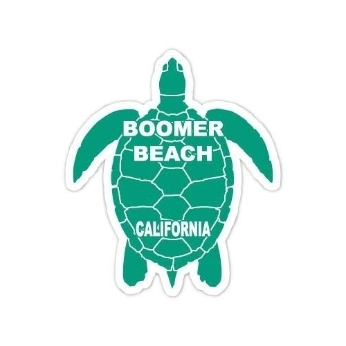 Boomer Beach California Souvenir 4 Inch Green Turtle Shape Decal Sticker
