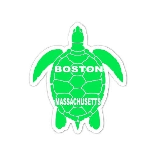 Boston Massachusetts 4 Inch Green Turtle Shape Decal Sticker