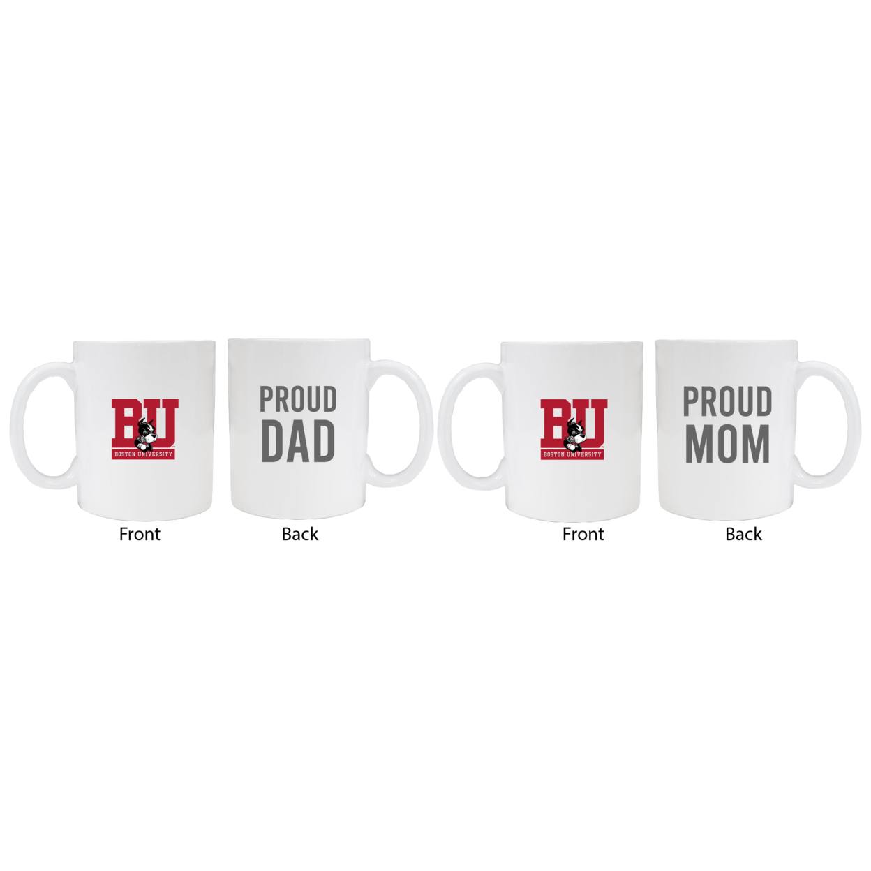 Boston Terriers Proud Mom And Dad White Ceramic Coffee Mug 2 Pack (White).