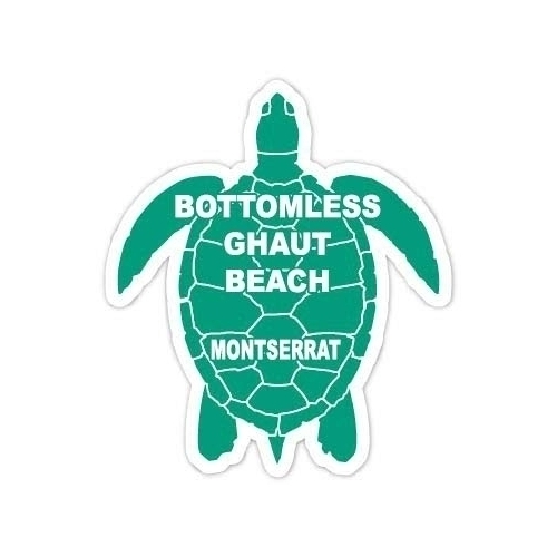 Bottomless Ghaut Beach Montserrat 4 Inch Green Turtle Shape Decal Sticker
