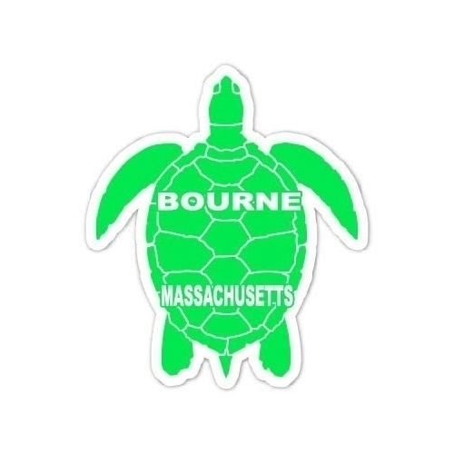 Bourne Massachusetts 4 Inch Green Turtle Shape Decal Sticker
