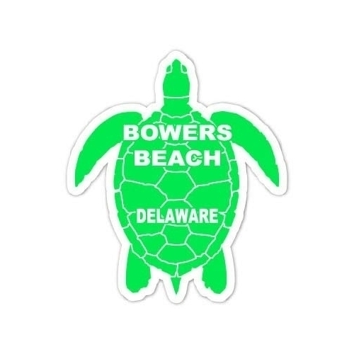 Bowers Beach Delaware Souvenir 4 Inch Green Turtle Shape Decal Sticker