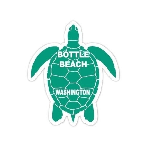 Bottle Beach Washington 4 Inch Green Turtle Shape Decal Sticker