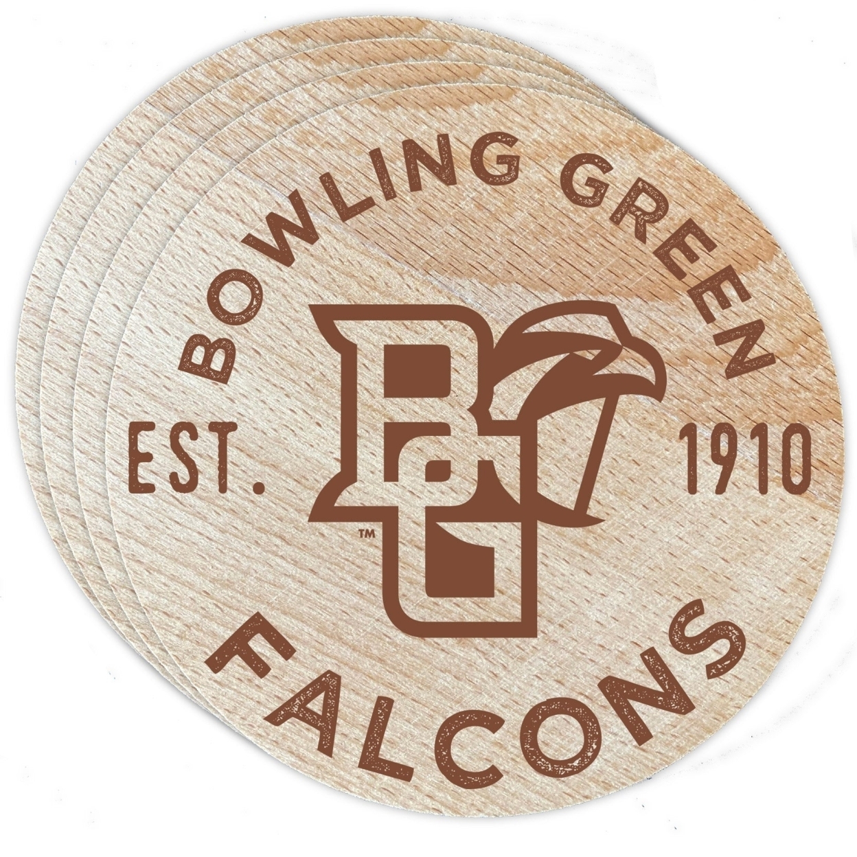 Bowling Green Falcons Wood Coaster Engraved 4 Pack