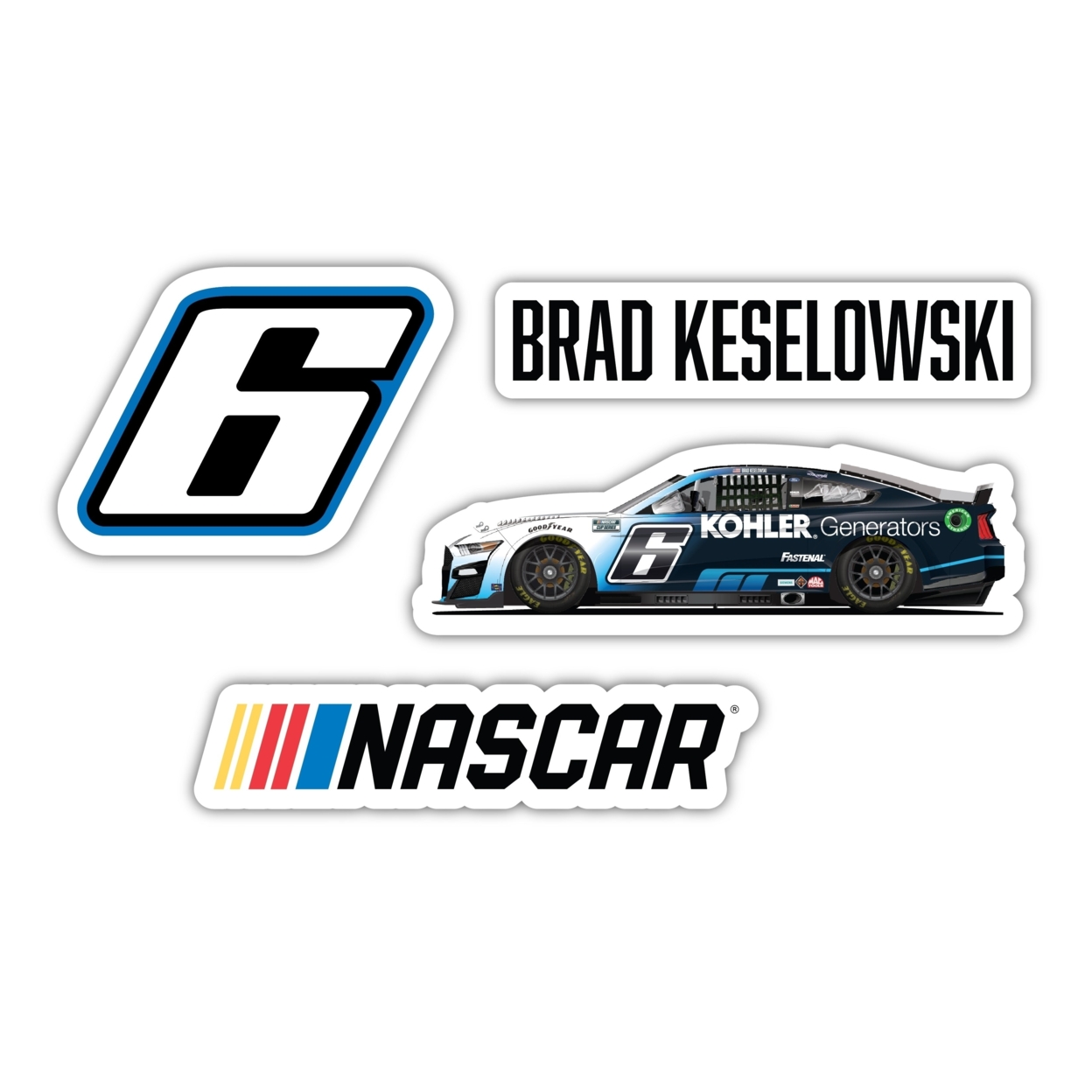 Brad Keselowski #6 NASCAR Cup Series 4 Pack Laser Cut Decal New For 2022