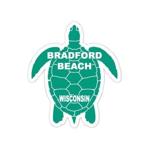 Bradford Beach Wisconsin Souvenir 4 Inch Green Turtle Shape Decal Sticker