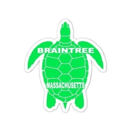 Braintree Massachusetts 4 Inch Green Turtle Shape Decal Sticker