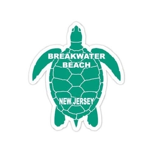 Breakwater Beach New Jersey Souvenir 4 Inch Green Turtle Shape Decal Sticker